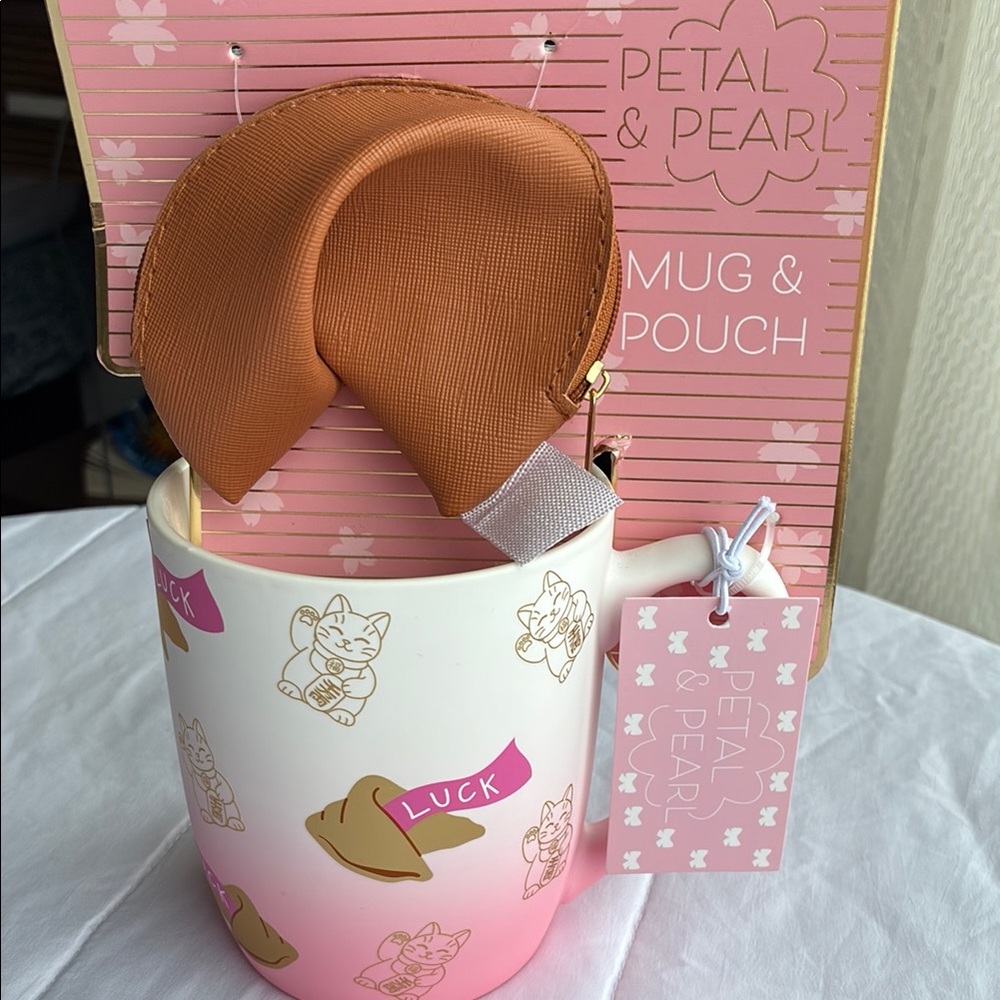 Petal & Pearl Mug and Fortune Cookie 🥠 Pouch Set